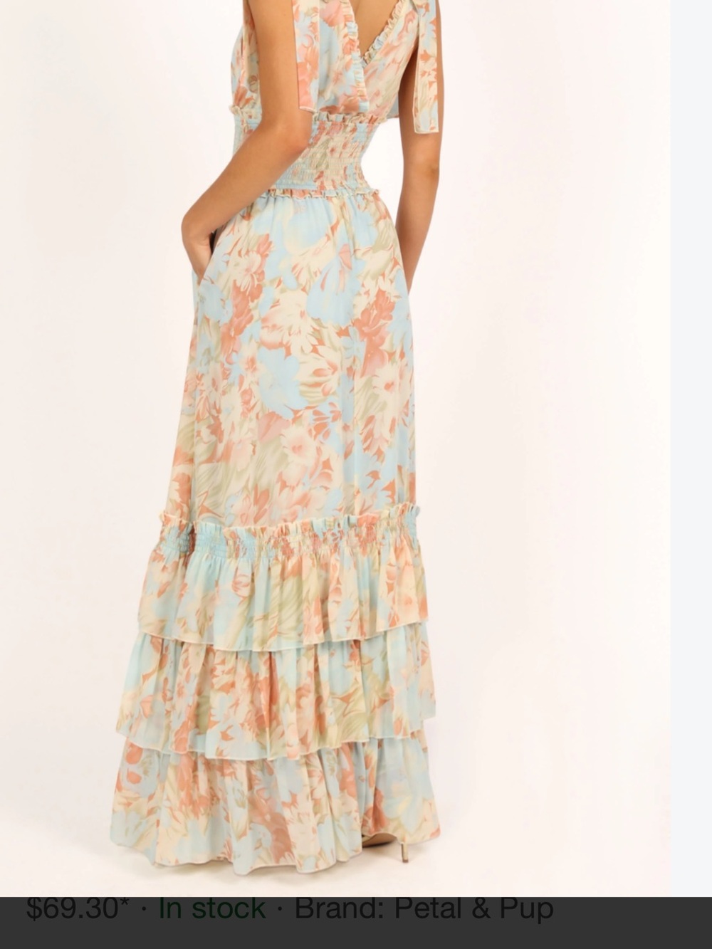 Petal & Pup Pastel Blue Floral Tie-Shoulder Maxi Dress - Picture 2 of 13